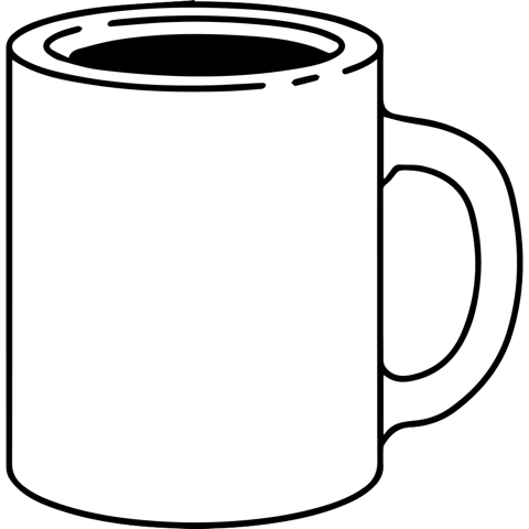 Mug icon to represent custom mug and promotional product printing.